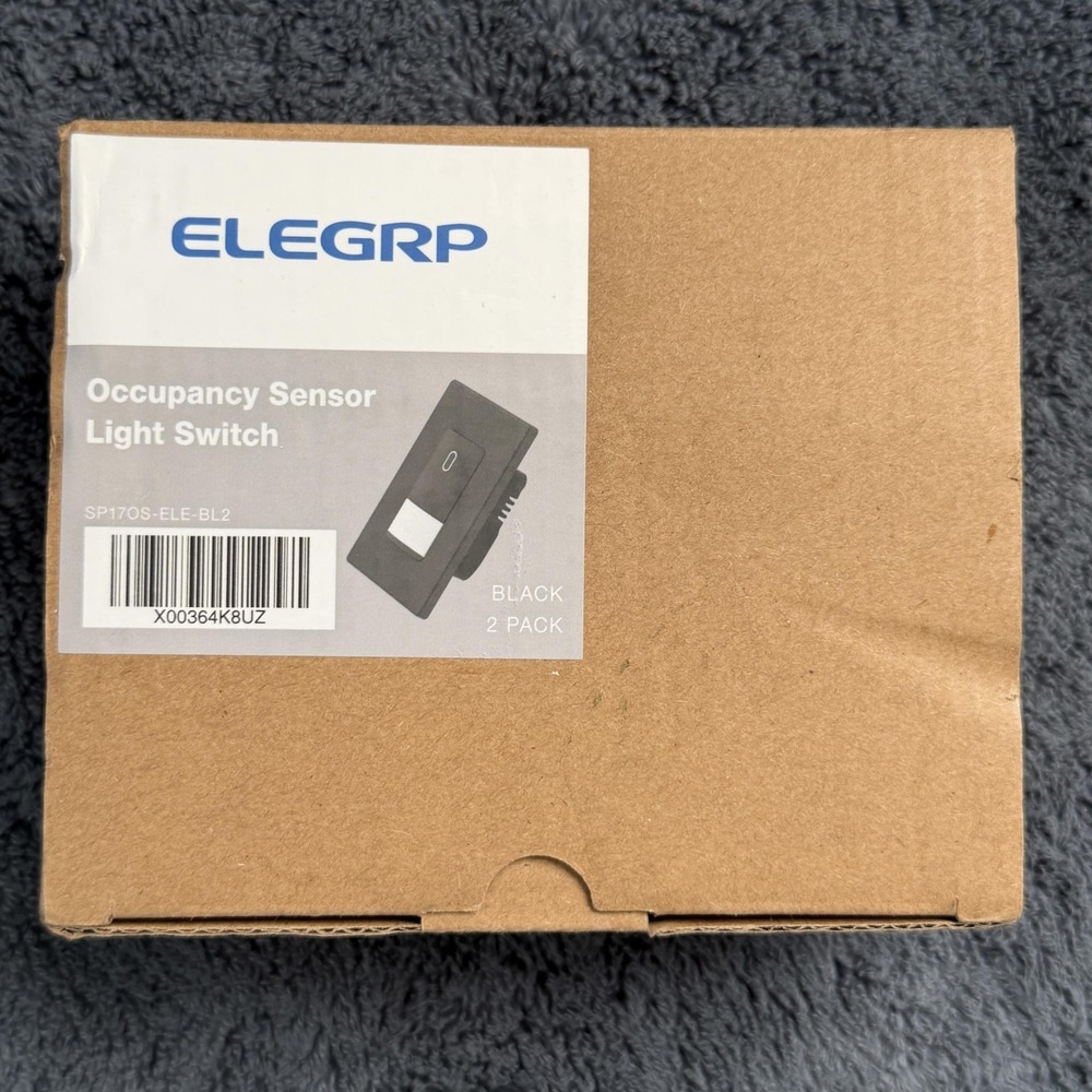 ELEGRP Occupancy Sensor Light Switch 2 Pack Black Wall Decorator Rocker Open Box